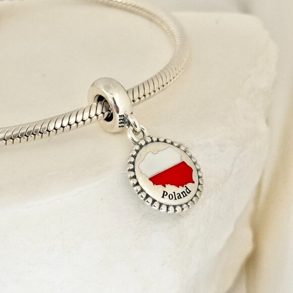 Pandora Poland Map Dangle S925 Silver Charm - Picture 4 of 4